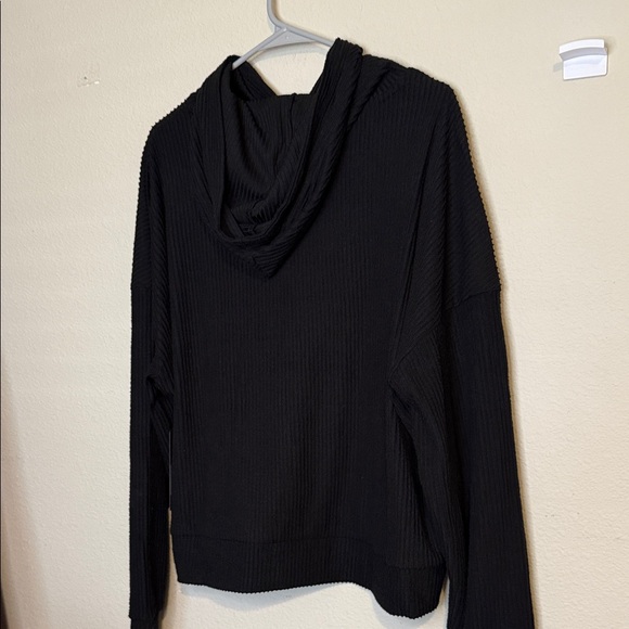 Bebe Black Ribbed lightweight Hoodie, NWT - Picture 3 of 6
